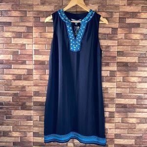 NWT Magnolia Grace Medium Navy Beaded  Sleeveless Dress